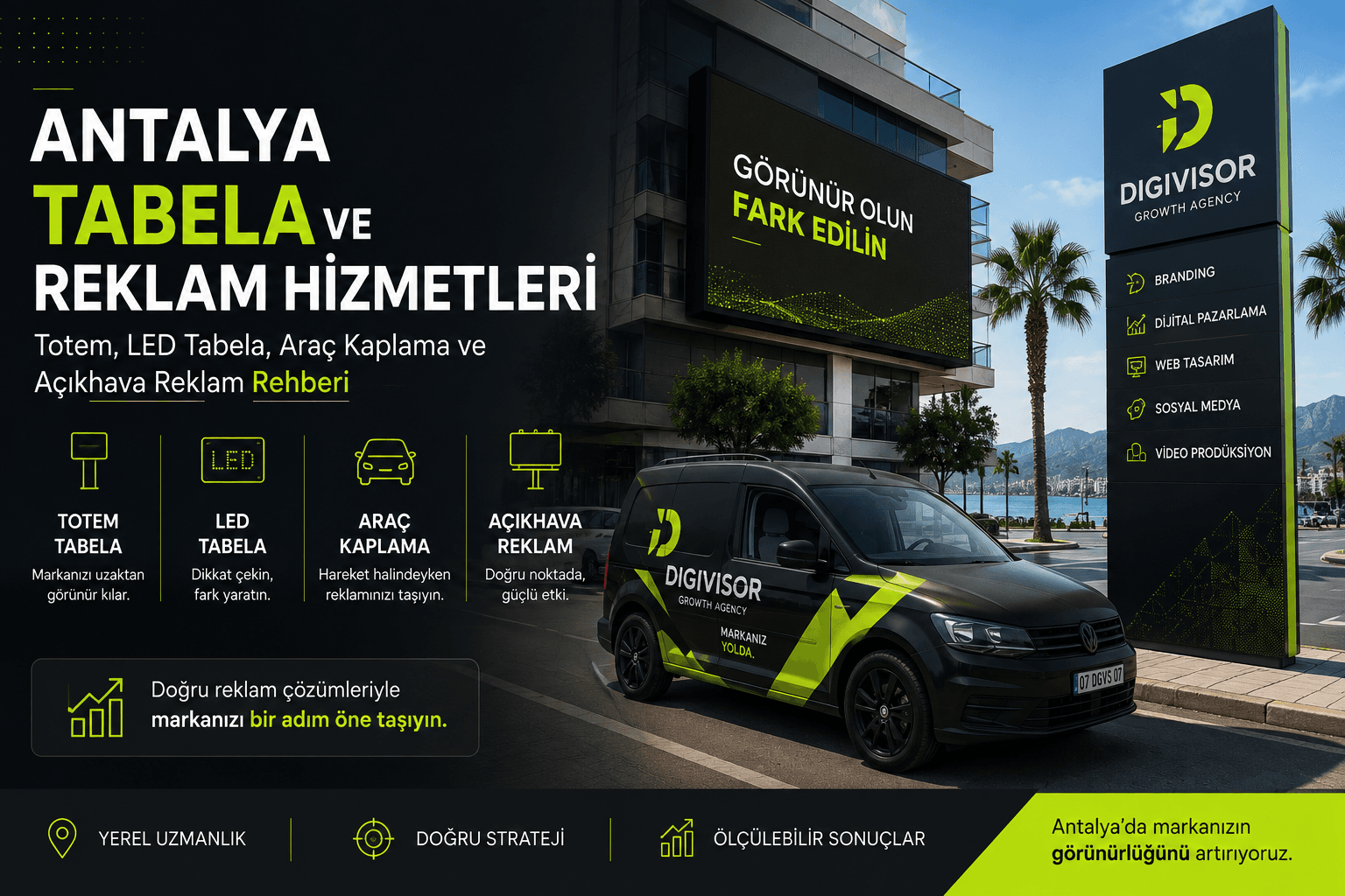 Antalya Tabela ve Reklam Hizmetleri: Totem, LED Tabela, Araç Kaplama ve Açıkhava Reklam Rehberi